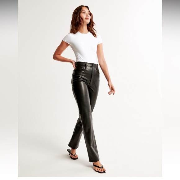 Abercrombie vegan leather 90s straight pant - Picture 1 of 7